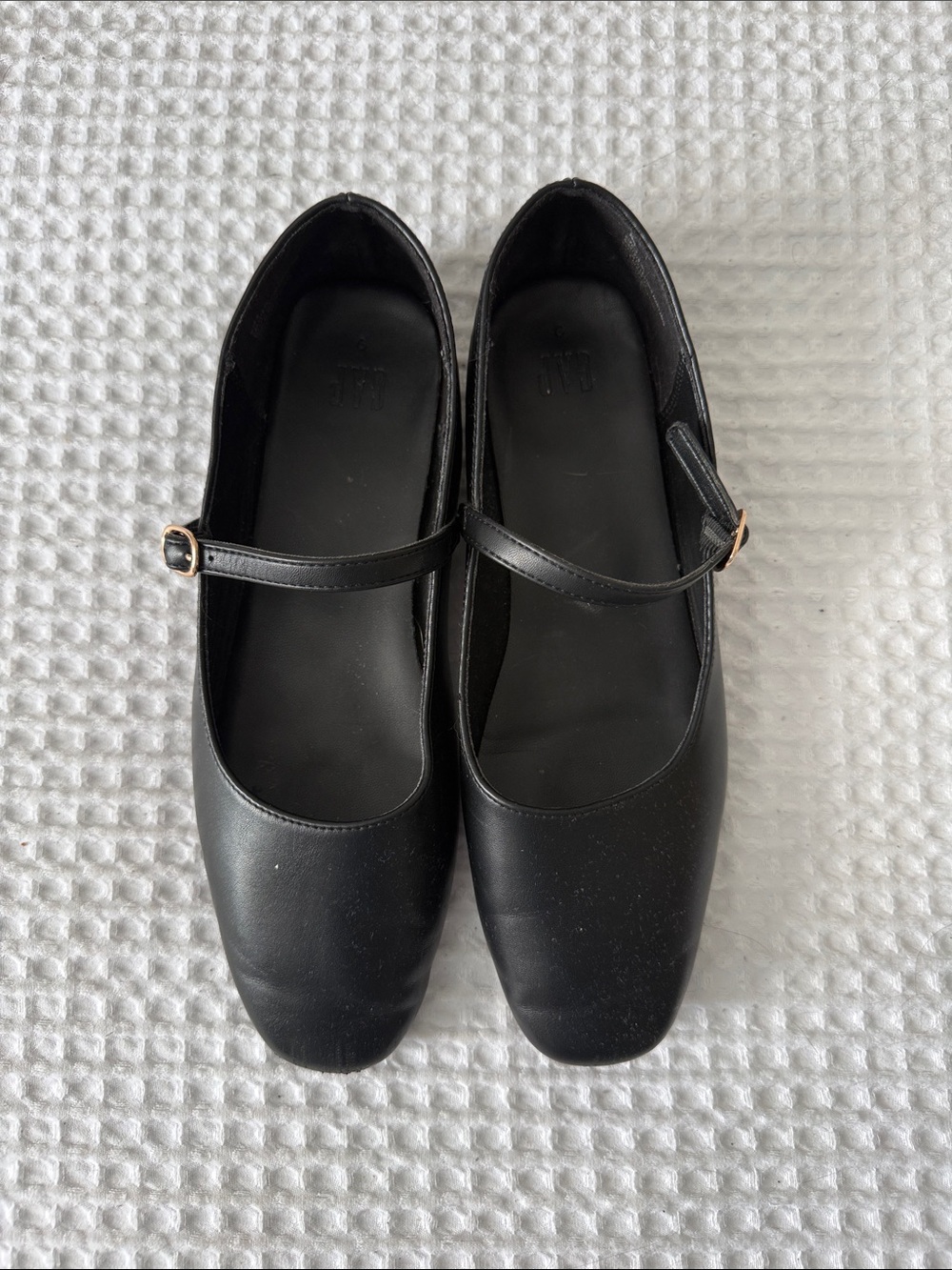 GAP Black Mary Jane Flats with Gold Buckles